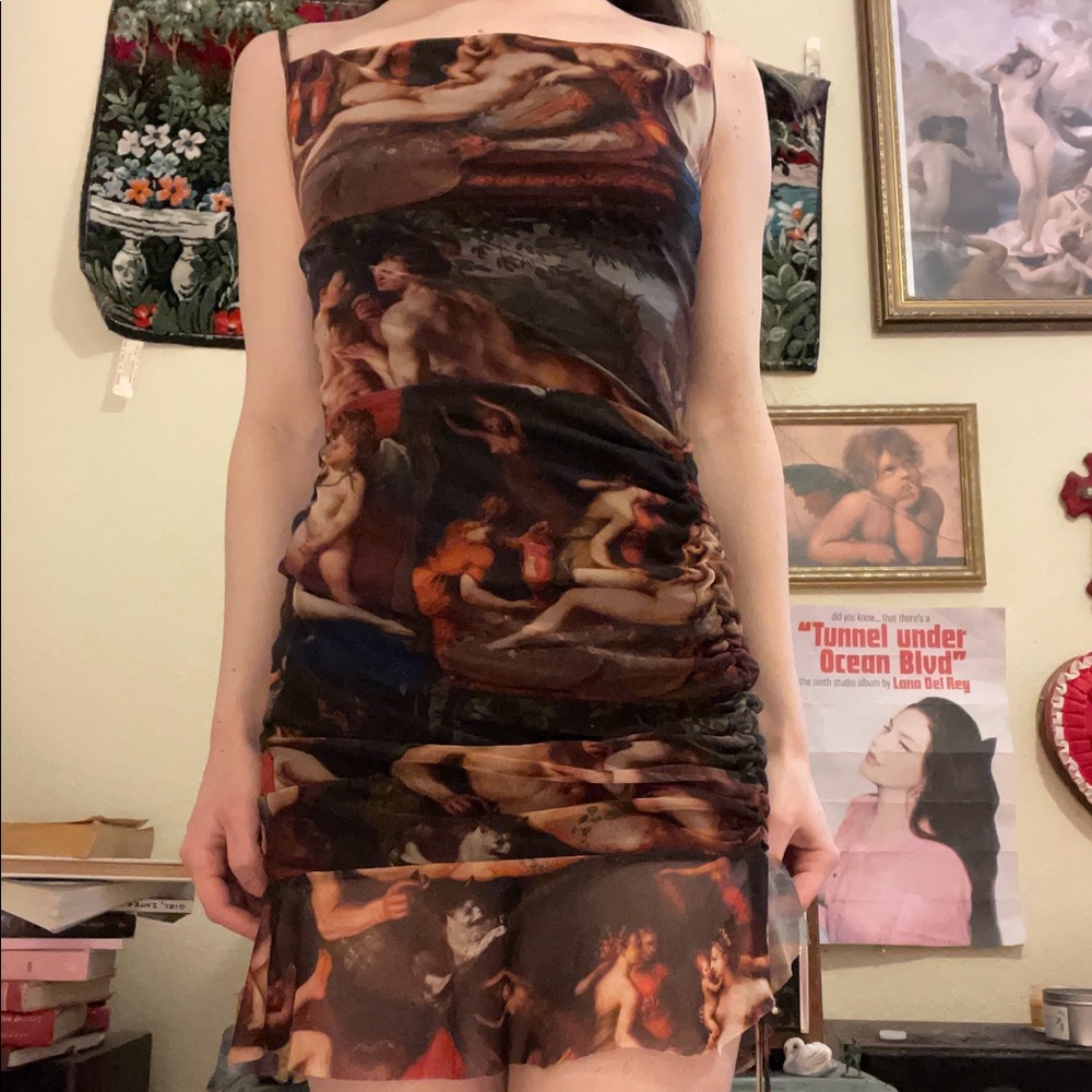 pretty little thing renaissance print dress